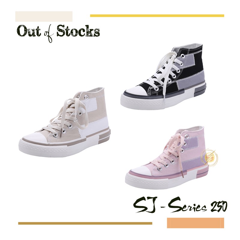 [OOS] รองเท้าผ้าใบผู้หญิง รองเท้าบูท BLACK PINK CREAM - 250