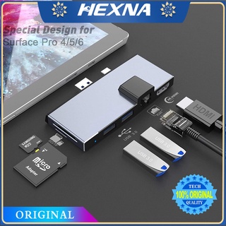 [hexna] Surface Pro Dock สำหรับ Surface Pro 6/Pro 5/Pro 4 Hub Docking Station พร้อมอะแดปเตอร์แปลง HDMI 4K, พอร์ต USB 3.0 3 พอร์ต (5Gps), เครื่องอ่านการ์ด SD/TF (Micro SD) Combo Microsoft Surface Pro Dock