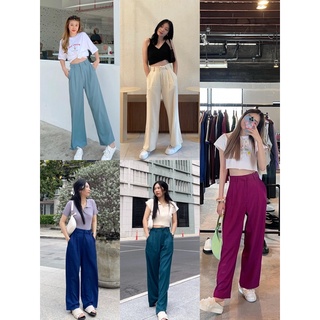 Daily Pants มี 5 สี 🦋 กางเกงขายาวเอวสูง - evening.stuff