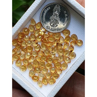 พลอยซิทริน อาฟริกา Natural Citrine ทรงหยดน้ำ 5x4 mm. (ประมาณเม็ดละ 0.30 กะรัต) ( 1 ชุด มี 20 กะรัต ) สีเหลืองทอง น้ำงาม