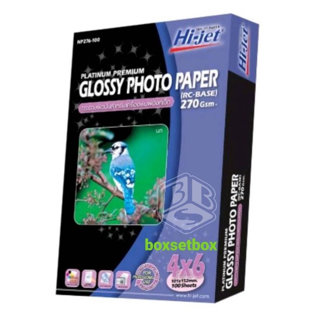 กระดาษโฟโต้มันเงา 270แกรม ขนาด4×6/100แผ่น ผิวมันเงา NP276-100(นก)