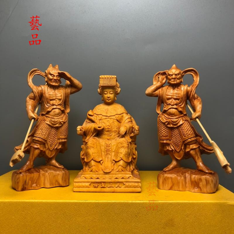 Thauja Mazu Qianshun Tuja ไม้แกะสลัก Clairvoyance Shunfeng หูประตูพระเจ้าปกป้องลัทธิเต๋า Feng Shui Town House ขนาด 1