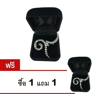 Swiss เข็มกลัดติดเสื้อไว้อาลัย เลข ๙ ฝังเพชร 5cm.x3.5cm.(1แถม1)(พร้อมกล่องกำมะหยี่)รุ่น M004 - สีเทา