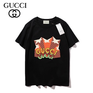 เสื้อยืดแขนสั้น ผ้าฝ้าย พิมพ์ลาย Gucc แฟชั่นสําหรับผู้ชาย และผู้หญิง