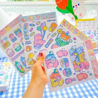 (พร้อมส่ง 6 แผ่น/Set) สติกเกอร์ น้องหมี Sticker Bentoy มี 4 เซ็ตให้เลือก มี เนื้อกระดาษญี่ปุ่น และเนื้อ PVC Sticker กันน้ำได้ สติ๊กเกอร์ Cake Bear สุดน่ารัก