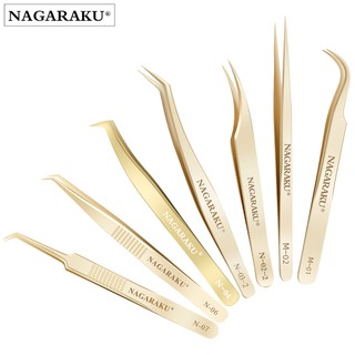 Nagaraku แหนบ สําหรับต่อขนตา แหนบ แฟนขนตา แหนบซีรีส์สีทอง