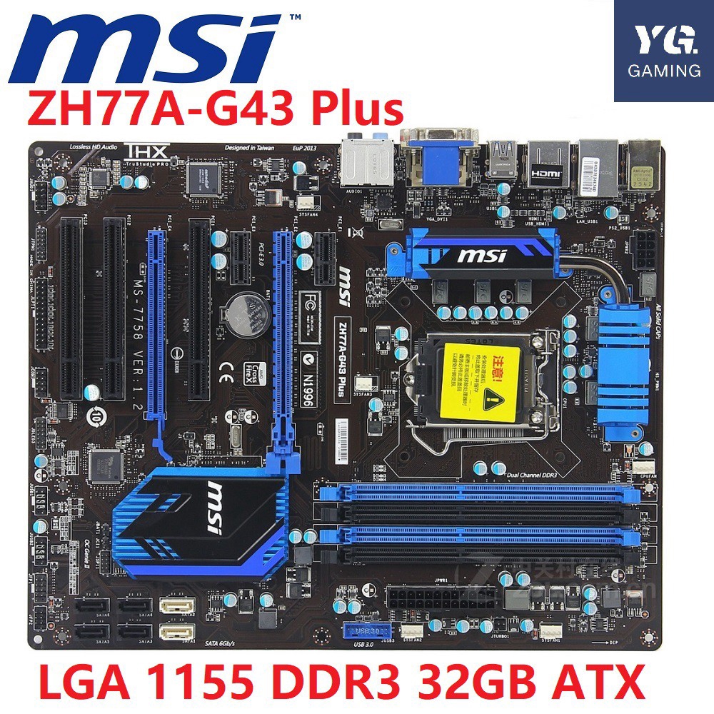 MSI ZH77A-G43 PIUS เมนบอร์ด H77 DDR3 LGA 1155 32GB ATX ใช้เมนบอร์ด