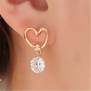 Elegant Hollow Love Heart Crystal Zircon Stud Earrings For Korean Woman Pendant Earrings Valentines Day Gift