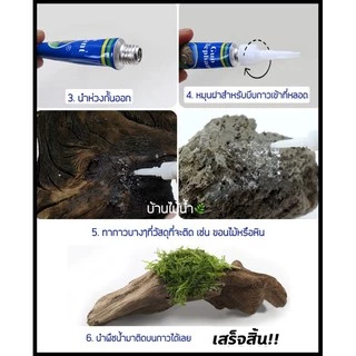 กาวติดมอส ไม้น้ำ เนื้อ3สี ขอนไม้ ปะการัง หิน | บ้านไม้น้ำ🌿