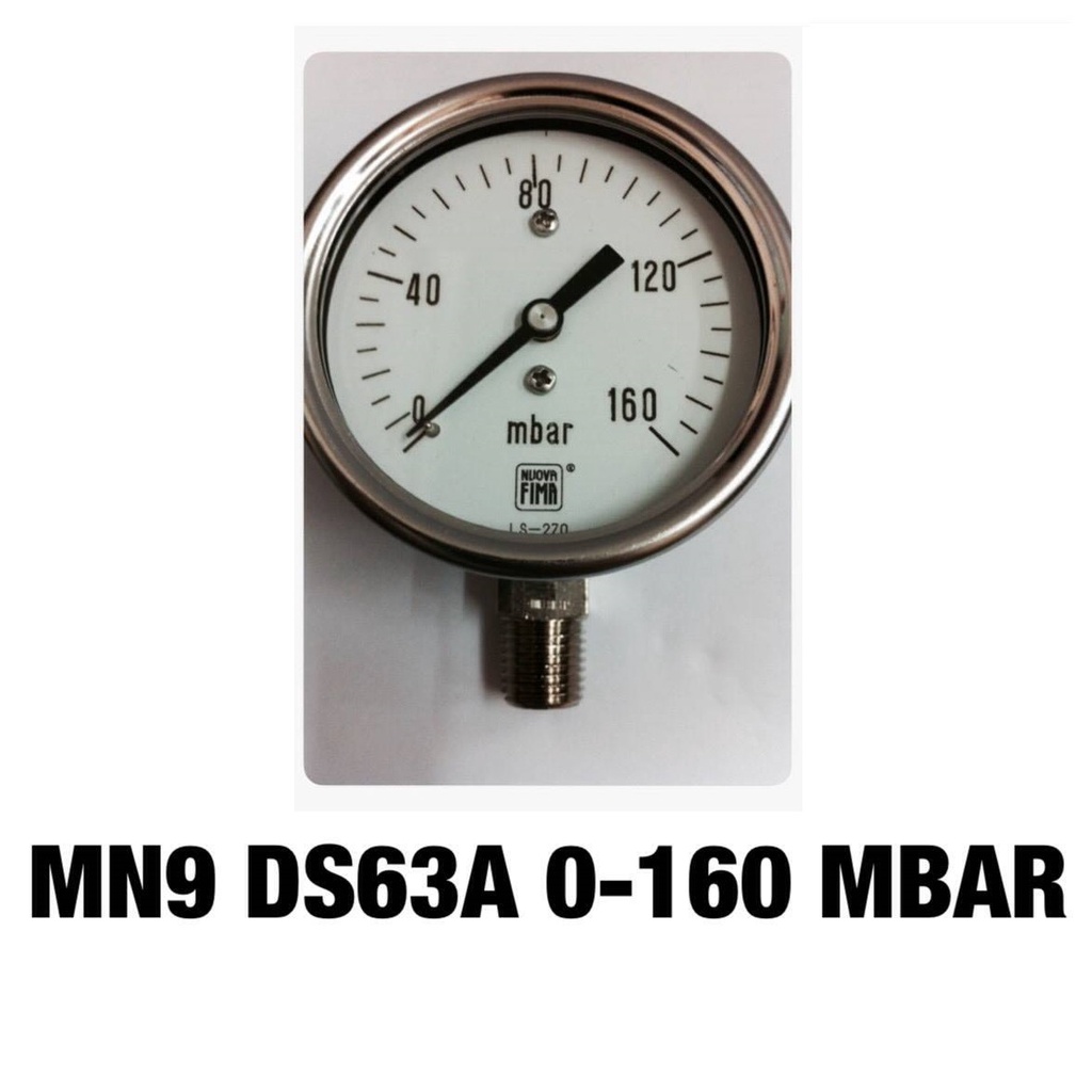Pressure gauge 2.5 นิ้ว ออกล่าง 1/4" 0-160mbar Nuova FIMA รุ่น LS270