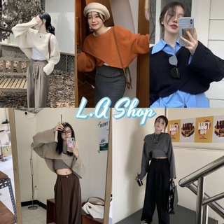 L.A Shop พร้อมส่ง  เสื้อไหมพรมแขนยาว คอกลม ดีเทลหน้าสั้นเก๋ไม่ซ้ำใคร "M0103"