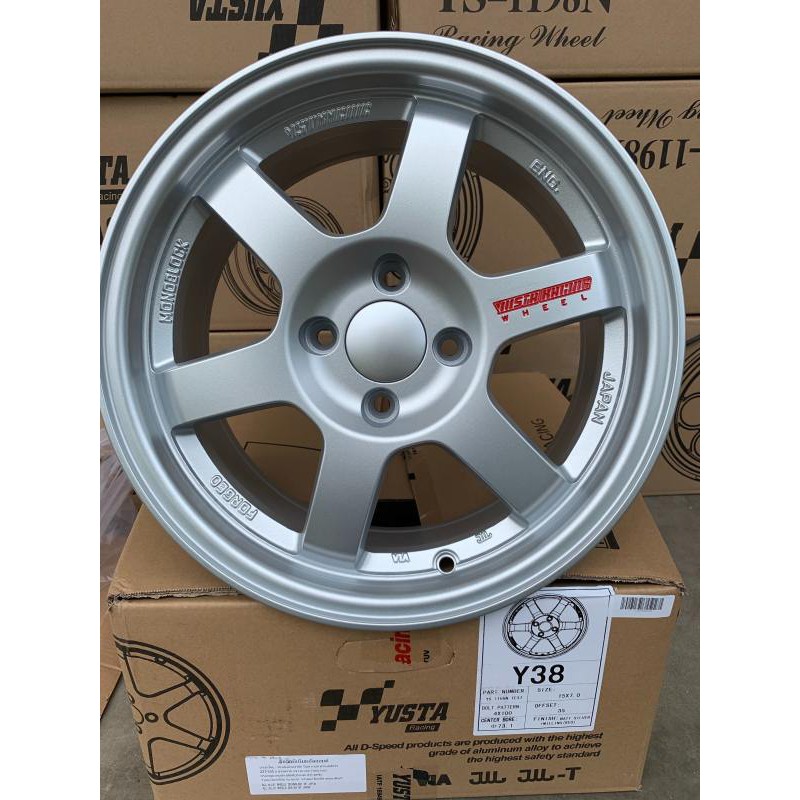 ล้อแม็กใหม่ TE37 หยอดแดง - งานYUSTA สีบรอนช์ - ขอบ15 นิ้ว ( 15 x 4 รู ) -