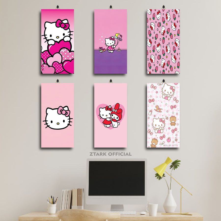 HELLO KITTY CAFE CARTOON โปสเตอร์ห้อง 15X30 R4DLE/WQZ8T / HELLO KITTY CARTOON BABY ROOM DECORTATION 