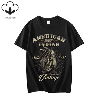 COD เสื้อยืด แฟชั่นที่กำหนดเอง แฟชั่นสบายๆ เสื้อ Vintage American Motorcycle Indian For Old Biker Gifts Shirt T-Shirt