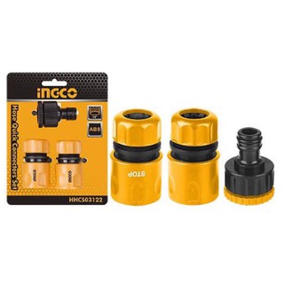 INGCO ชุดข้อต่อสายยาง 3 ชิ้นชุด รุ่น HHCS03122 ( Hose Quick Connectors ) ข้อต่อสวมสายยาง ข้อต่อเครื่องฉีดน้ำ a1