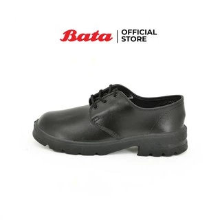 Bata รองเท้านักเรียนคัทชูประถมศึกษามัธยมศึกษาแบบทางการ หนังเงา หัวมนแบบผูกเชือก เสริมส้น 1 นิ้ว สีดำ รหัส 4216126