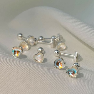 ต่างหู และแหวน เงินแท้ทั้งเรือน (all silver 925) rainbow moonstone