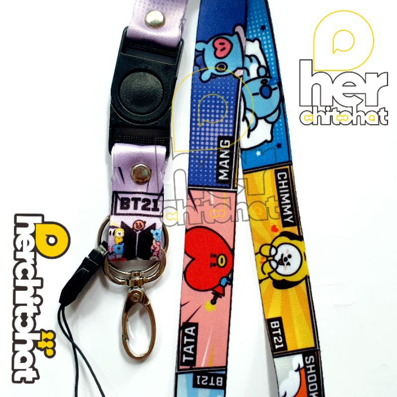 BTS BT21 Charters Fanart Lanyard - สายรัดบัตรประจําตัวระดับพรีเมียม