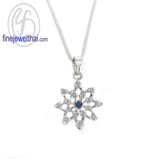 Finejewelthai-จี้ไพลิน-ไพลิน-จี้เพชรCZ-จี้พลอย-พลอยประจำเดือนเกิด-Blue-Sapphire-Silver-Pendant-Birthstone-P1094bl00e