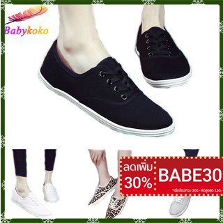 โค้ดBABE30 ลด30% รองเท้า ผ้าใบแคนวาส สำหรับผู้หญิง น่ารักใส่สบาย