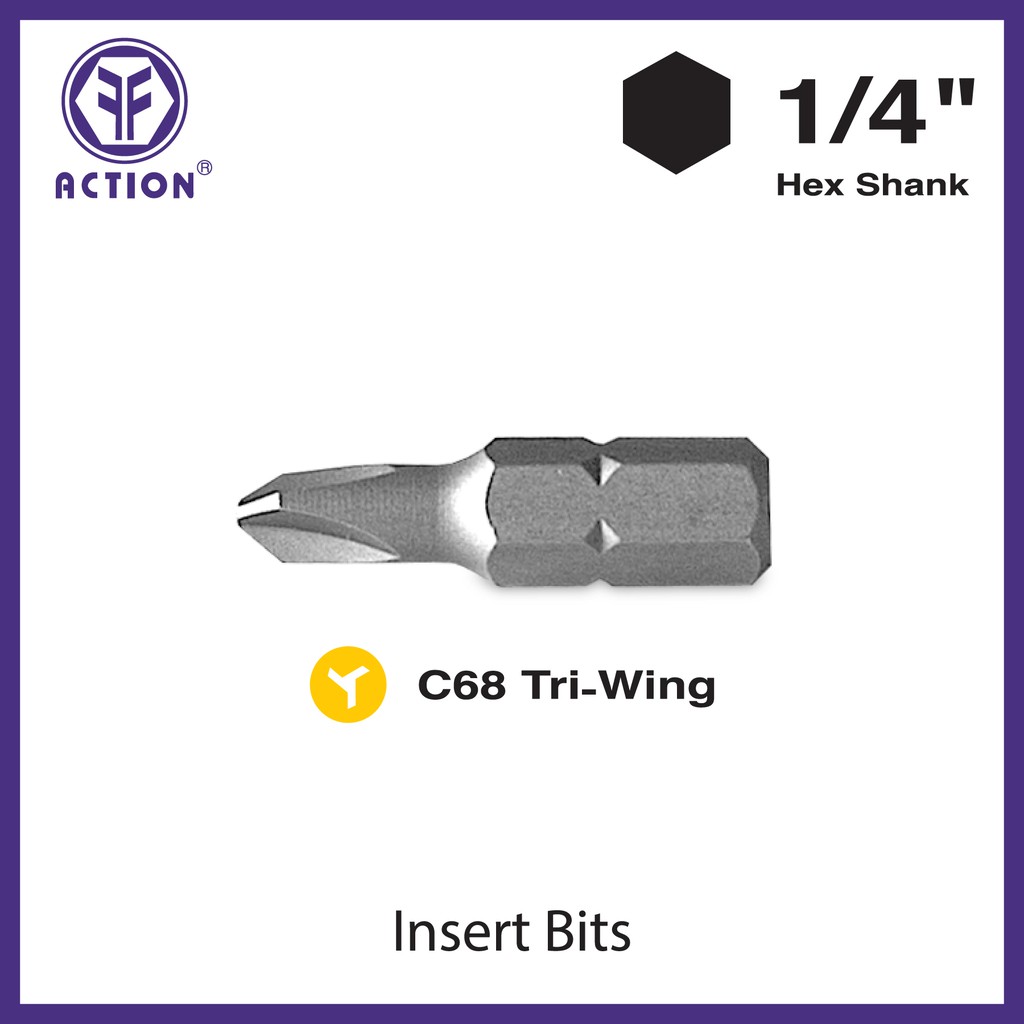 Action C68 Tri-Wing 1/4" Hex ใส่ Bits