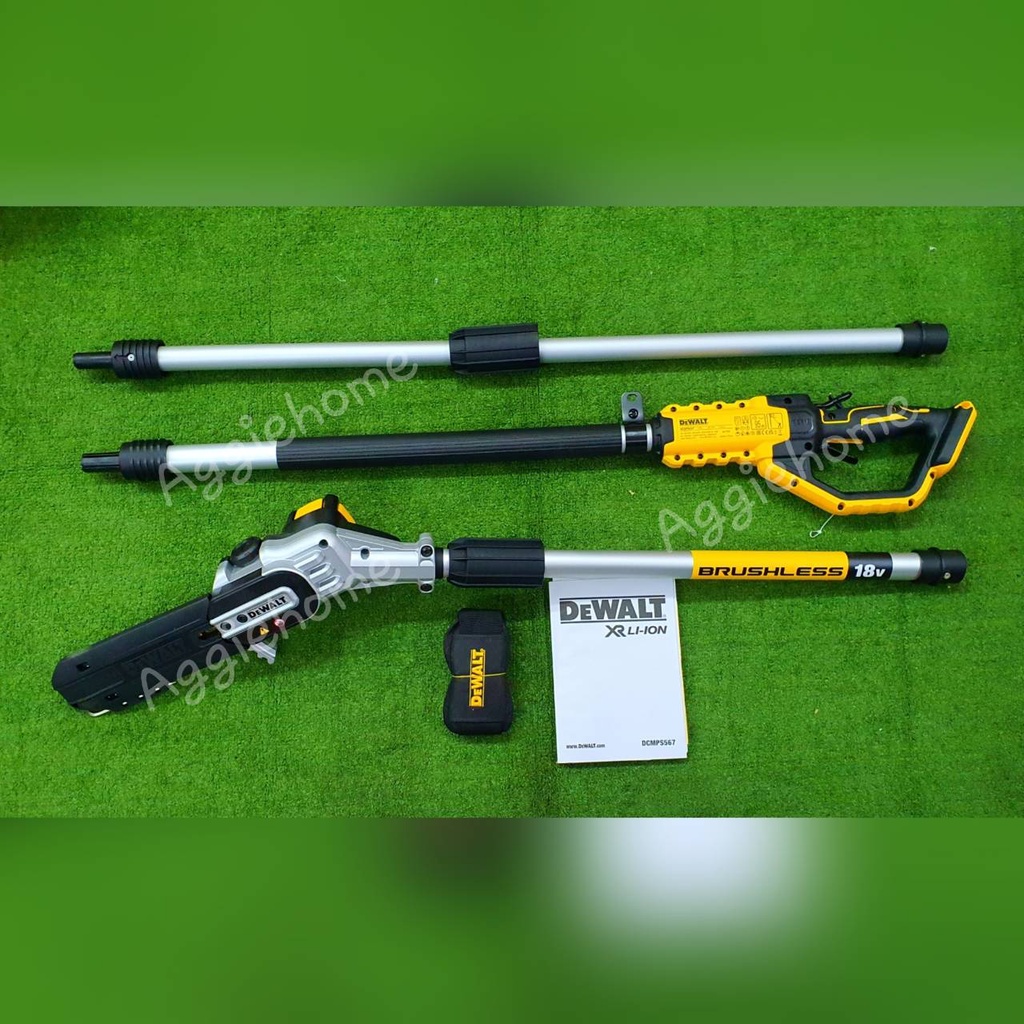 DEWALT เลื่อยโซ่ ไร้สาย 18V รุ่น DCMPS567N เลื่อยโซ่คอยาว (ตัวเปล่า) เลื่อยตัดแต่งกิ่งไม้สูง ด้ามยาว