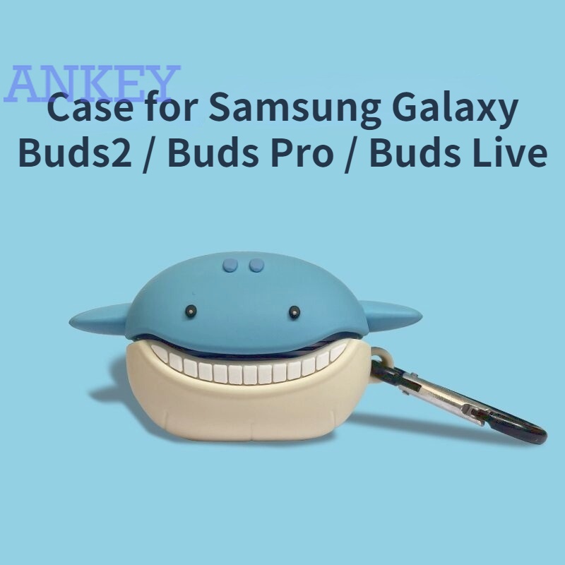 Samsung Galaxy Buds2 / Buds Pro / Buds Live เคสหูฟังซิลิโคนกันน้ําลายฉลามน่ารักสําหรับ Samsung Galaxy Buds 2 / Buds Pro / Buds