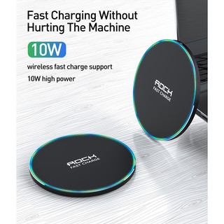 LED Breathing Light 10W Wireless Charger , ROCK Qi Fast Wireless Charging Pad For iPhone X XS 8 Samsung Xiaomi