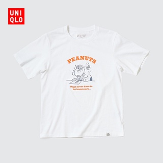 442577 UNIQLO เสื้อยืดลำลอง คอกลม แขนสั้น พิมพ์ลาย Snoopy Series สำหรับผู้หญิง