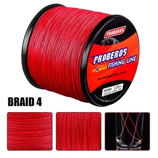 2-3 วัน (ส่งไว ราคาส่ง)สาย PE ถัก 4 -เหนียว ทน ยาว 300 เมตร Fishing line wire Proberos Pro Beros – Red