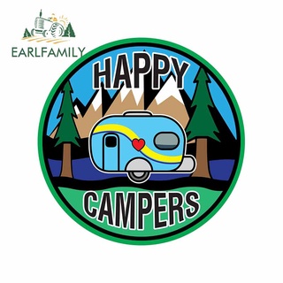 Earlfamily สติกเกอร์ ลายกราฟฟิตี้ Happy Camper Camper 13 ซม. x 13 ซม. สําหรับติดตกแต่งรถยนต์