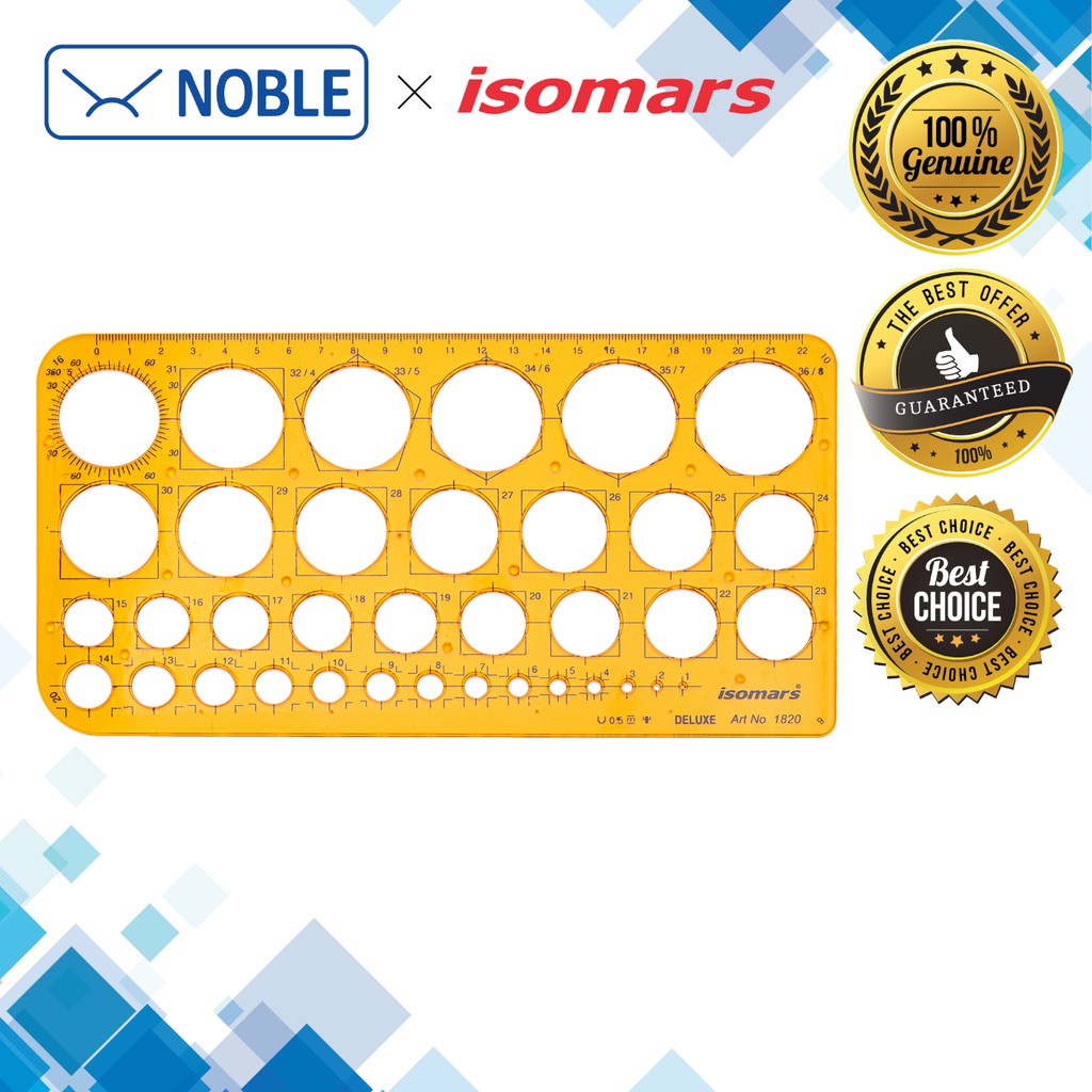 Isomars Deluxe Circle Template 1820 - 36 Circles With Different Sizes (25 cm)