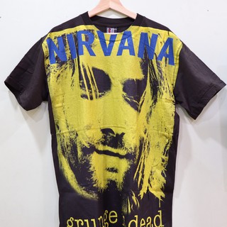 เสื้อวงnirvanaลายโอเวอร์ปริ้น สไตล์วินเทจ สกรีนทั้งตัว ผ้านอก เสื้อOVP เสื้อวินเทจญี่ปุ่น เสื้อโอเวอร์ไซส์ เสื้อวงดนตรี