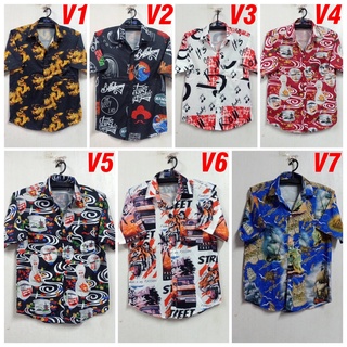 เสื้อฮาวาย เสื้อวินเทจ Hawaii&amp;Vintage เสื้อเชิ้ตแขนสั้นเนื้อผ้าดี ผ้าไหมอิตาลี