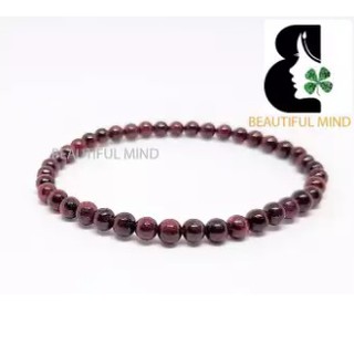 สร้อยข้อมือหินแท้ 100% พลอยโกเมน สีแดงแก่กล่ำ จากพม่า ขนาด 6 มิลลิเมตร Garnet myanmar หินแห่งสุขภาพ ความมั่งคง