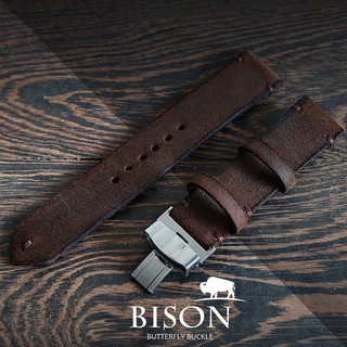 สายหนังแท้โหดๆ VS บัคเคิลเรียบหรู รุ่น Bison   ขนาด 18 มม ,20 มม ,22 มม watch strap สายนาฬิกา พร้อมบัคเคิล