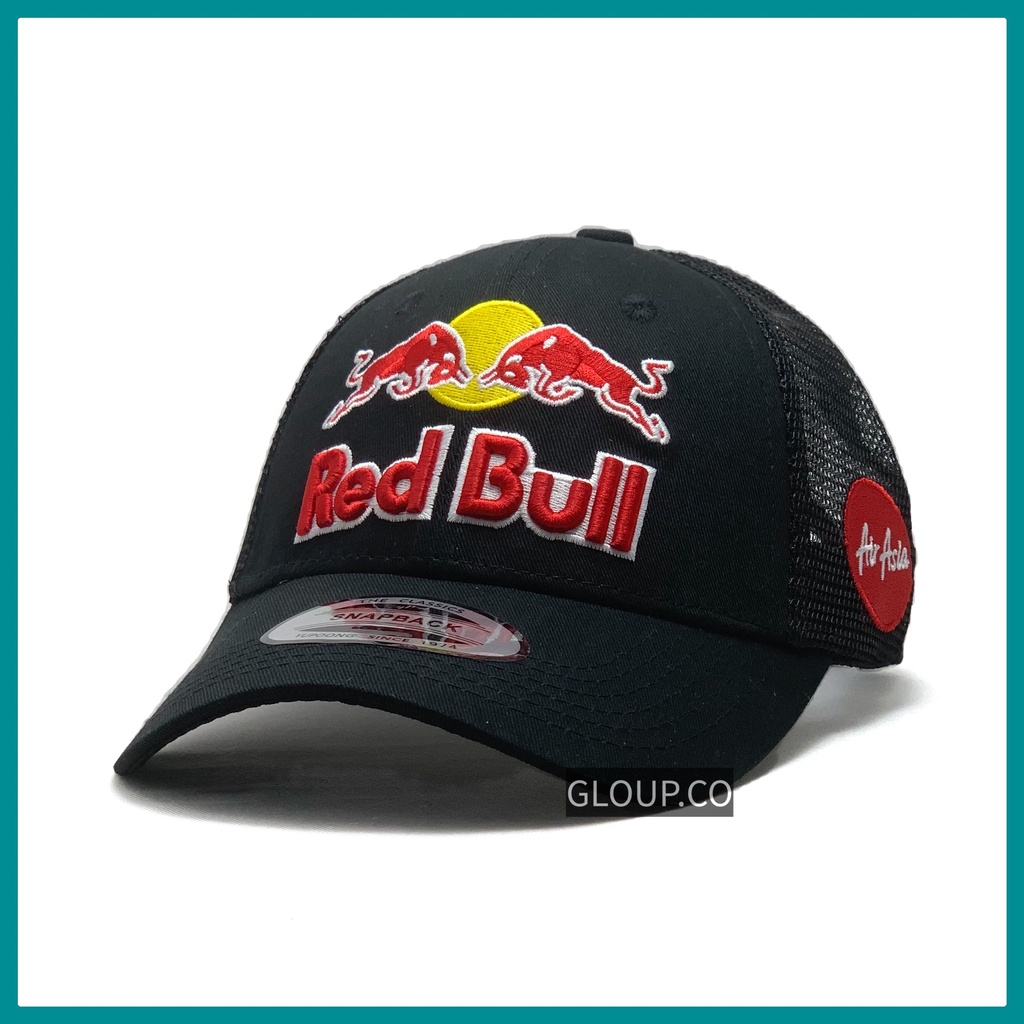 หมวก Snapback ตาข่ายกระทิงแดง x AirAsia | หมวกเบสบอล Curve Brim Trucker