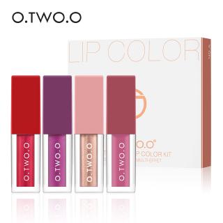 O.TWO.O 4 สี Matte Shimmering Liquid ลิปกลอชุดยาวนานเหลวลิปสติกลิปกลอ Batom Lip Tint แต่งหน้าตั้ง # 9118