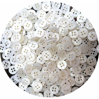 กระดุมเสื้อ 20เม็ด สีขาว 4รู กระดุมเปลือกหอยธรรมชาติ Natural Seashell Buttons อุปกรณ์เครื่องตกแต่งให้สวยงามและปลอดภัย