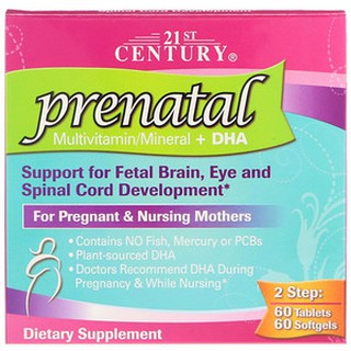 21st Century, Prenatal Multivitamin/Mineral + DHA, 2 Bottles, 60 Tablets / 60 Softgels