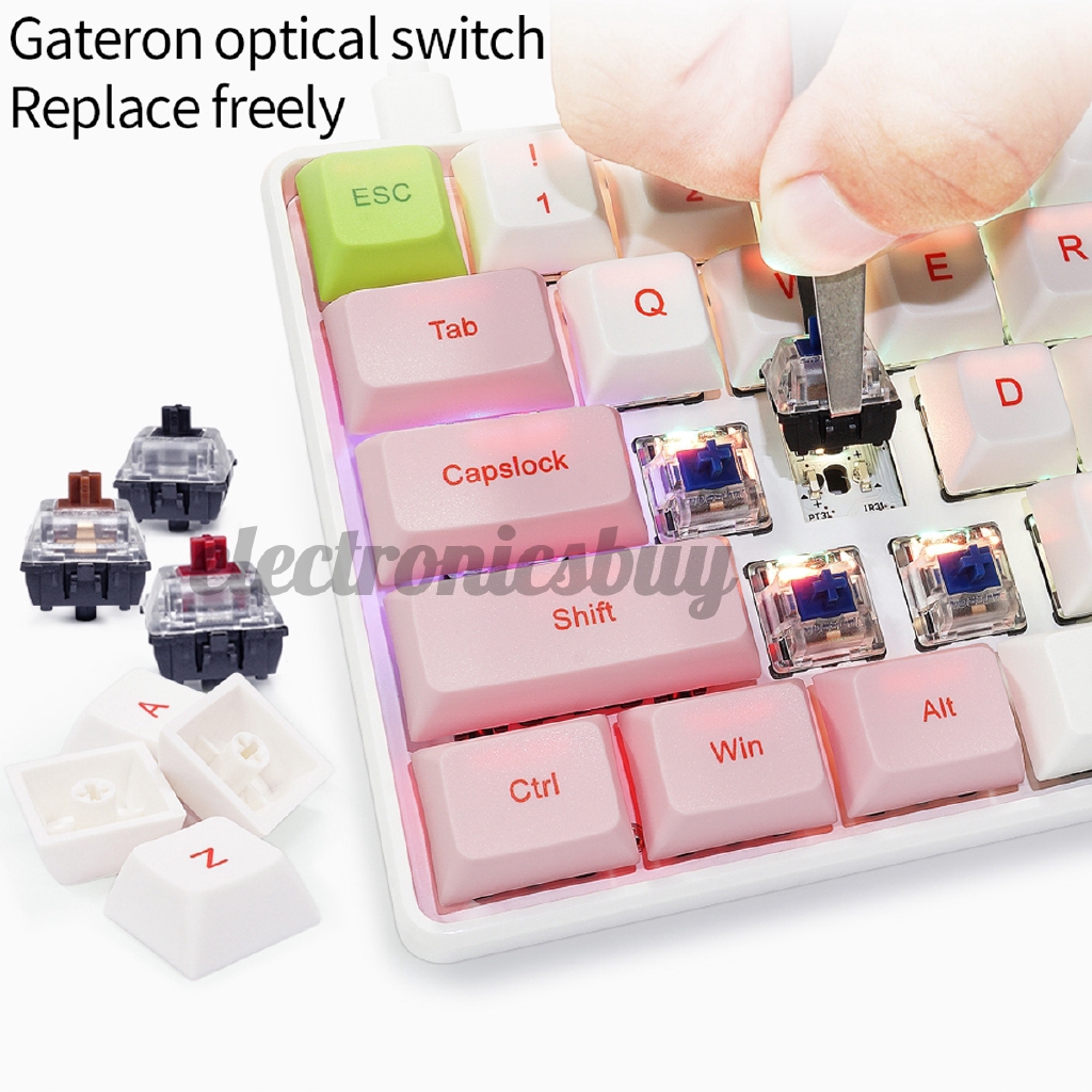 61Keys NKRO Gateron Switch USB Type-C Ergonomic Mechanical Gaming ...