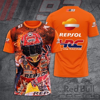 เสื้อยืดลําลอง พิมพ์ลาย Marc Marquez 93 Repsol Honda MotoGP Team HRC โอเวอร์ไซซ์ แฟชั่นฤดูร้อน สําหรับผู้ชาย และผู้หญิง