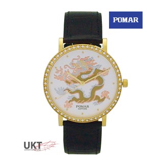 POMAR PM73488GG0220 นาฬิกาข้อมือสำหรับผู้ชาย หน้าขาวสายหนัง