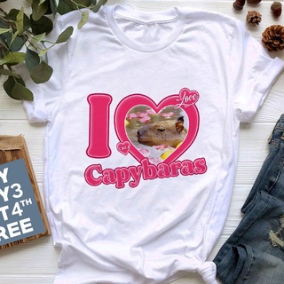 Capybara เสื้อยืดลําลอง แขนสั้น พิมพ์ลาย ulzzang tumblr สไตล์วินเทจ ญี่ปุ่น ฮาราจูกุ สําหรับผู้ชาย คู่รัก