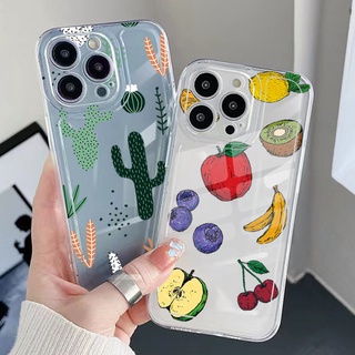 เคสโทรศัพท์มือถือ TPU ใส กันกระแทก ลายกระบองเพชร กล้วย เชอร์รี่ สําหรับ Xiaomi Redmi Note 11 12 Pro 5G 11S 10 Pro 4G 10S Redmi 12C 11A 10C 9C