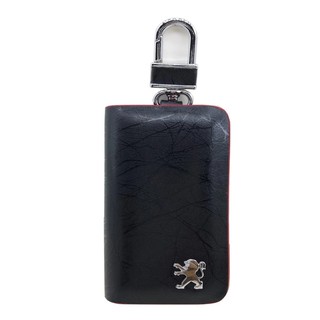 HISO-CAR VIP เคสกุญแจรีโมท ซองรีโมท หนังแท้ สีดำแดง เปอร์โยต์ #358