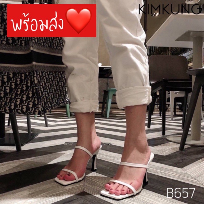 พร้อมส่ง +1 size จากปหติ รองเท้าส้นสูง KK657  highheel  KIMKUNG คาดหน้า รองเท้าส้นเข็ม