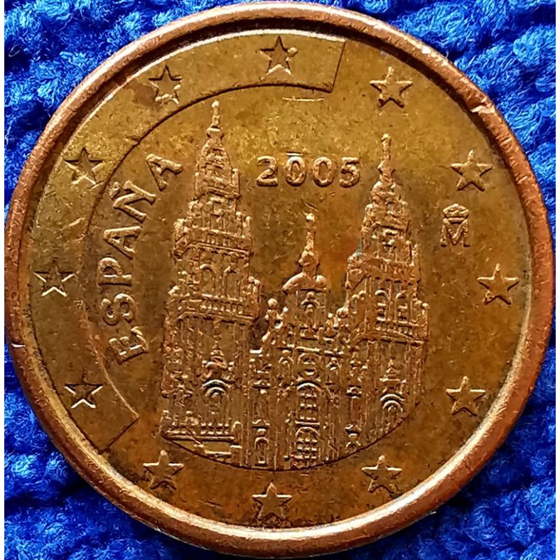 เหรียญ​ต่างประเทศ​ สเปน​ Spain, ยูโร, 1 Euro Cent,​ใช้แล้ว, #​1248