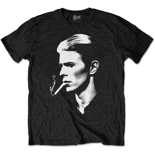 [100% Cotton] ลดกระหน่ํา เสื้อยืด ลาย David Bowie - Smoke สีดํา LJjlcn32DMknol33