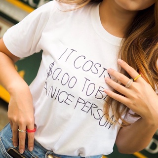 ชุดเซ็ต 2 ชิ้น เสื้อยืดแฟชั่น เสื้อยืดครอป it costs $0.00 to be a nice person เสื้อยืดผู้ชาย90 Tee